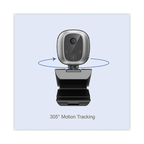 CyberTrack M1 HD Fixed Focus USB Webcam with AI Motion/Facial Tracking, 1920 Pixels x 1080 Pixels, 2.1 Mpixels, Black/Silver