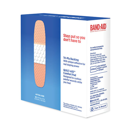Image of Band-Aid® Plastic Adhesive Bandages, 0.75 X 3, 60/Box