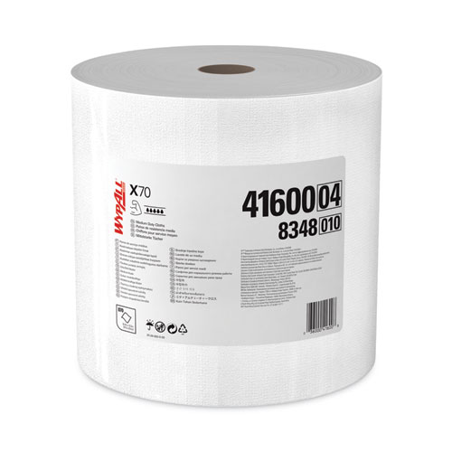 WypAll® X70 Cloths, Jumbo Roll, Perf., 12.4 x 12.2, White, 870 Towels/Roll