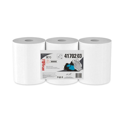WypAll® X70 Cloths, Center-Pull, 9.8 x 12.2, White, 275/Roll, 3 Rolls/Carton