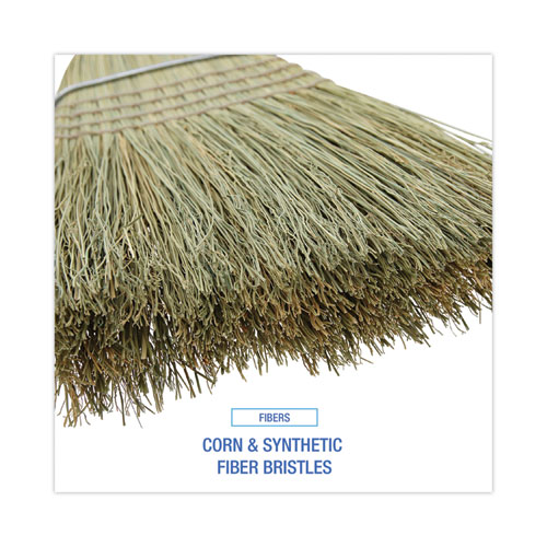 Image of Boardwalk® 100% Corn Brooms, 60" Overall Length, Natural, 6/Carton
