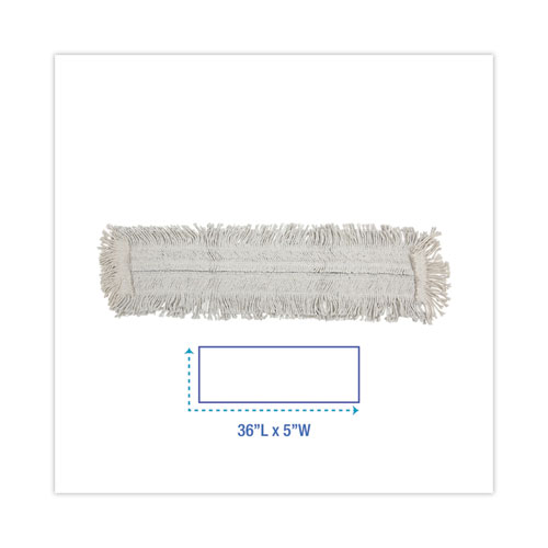 Image of Boardwalk® Disposable Dust Mop Head W/Sewn Center Fringe, Cotton/Synthetic, 36W X 5D, White