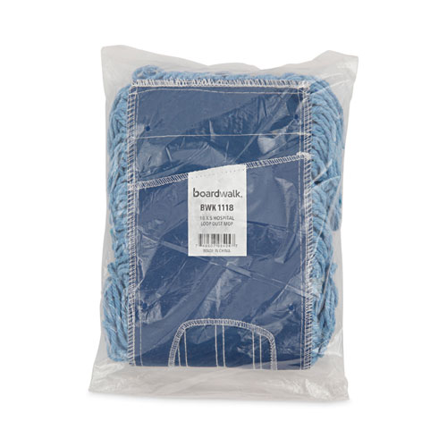 Image of Boardwalk® Mop Head, Dust, Looped-End, Cotton/Synthetic Fibers, 18 X 5, Blue