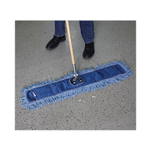 Image of Boardwalk® Dust Mop Head, Cotton/Synthetic Blend, 36 X 5, Looped-End, Blue