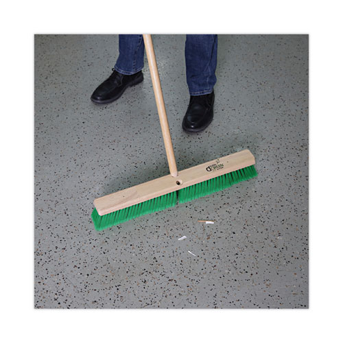 Image of Boardwalk® Floor Broom Head, 3" Green Flagged Recycled Pet Plastic Bristles, 24" Brush