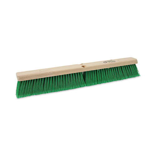 Image of Floor Broom Head, 3" Green Flagged Recycled PET Plastic Bristles, 24" Brush