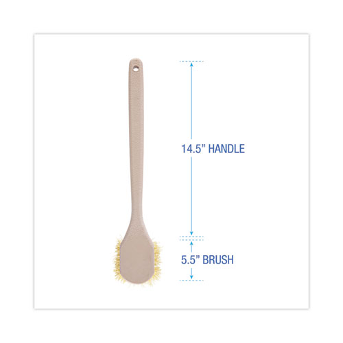Image of Boardwalk® Utility Brush, Cream Polypropylene Bristles, 5.5 Brush, 14.5" Tan Plastic Handle
