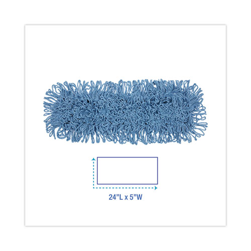 Image of Boardwalk® Mop Head, Dust, Looped-End, Cotton/Synthetic Fibers, 24 X 5, Blue