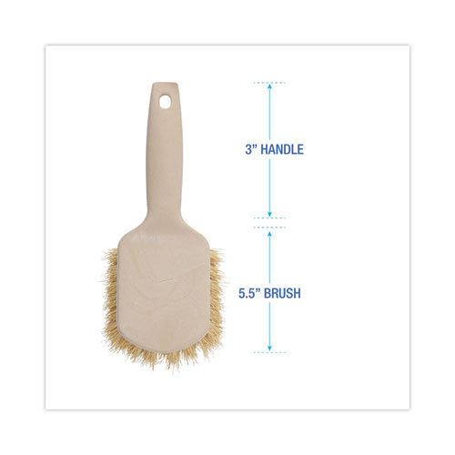 Image of Boardwalk® Utility Brush, Cream Tampico Bristles, 5.5" Brush, 3" Tan Plastic Handle