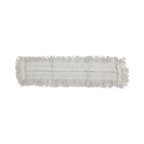 Image of Disposable Dust Mop Head w/Sewn Center Fringe, Cotton/Synthetic, 36w x 5d, White
