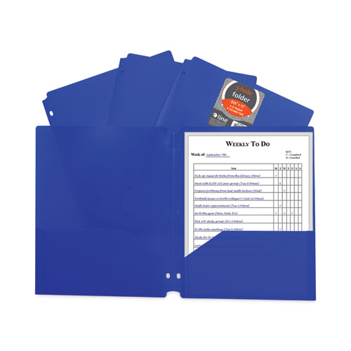 Image of C-Line® Two-Pocket Heavyweight Poly Portfolio Folder, 3-Hole Punch, 11 X 8.5, Blue, 25/Box