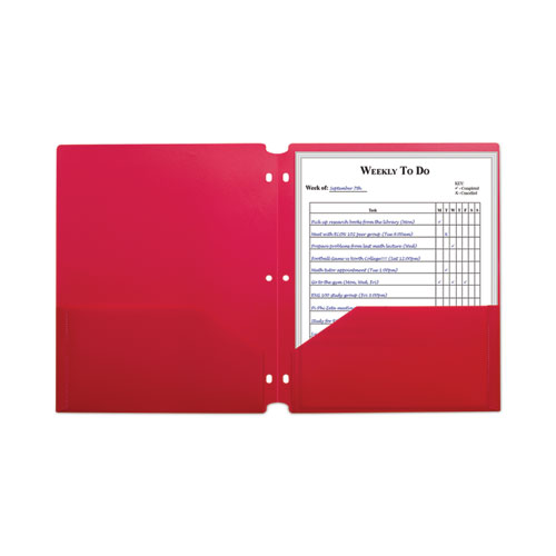 Image of C-Line® Two-Pocket Heavyweight Poly Portfolio Folder, 3-Hole Punch, 11 X 8.5, Red, 25/Box