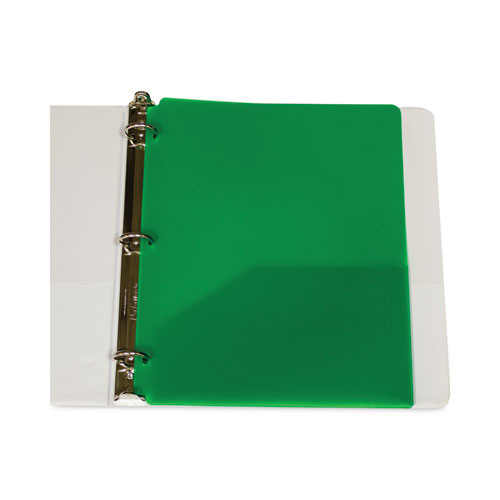 Two-Pocket Heavyweight Poly Portfolio Folder, 3-Hole Punch, 11 x 8.5, Green, 25/Box