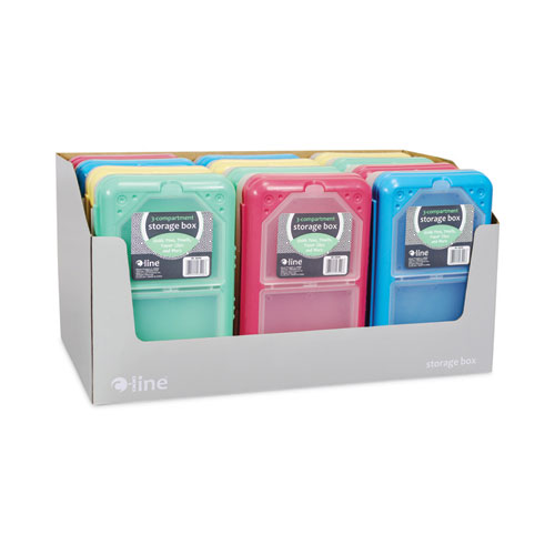 Image of C-Line® Storage Box, 5.43 X 8.25 X 2.43, Seafoam Green, Seaside Blue, Sunset Red, Sunny Yellow, 12/Carton