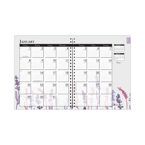 House of Doolittle™ Recycled Wild Flower Weekly/Monthly Planner, Wild Flowers Artwork, 9 x 7, Gray/White/Purple Cover, 12-Month (Jan-Dec): 2024