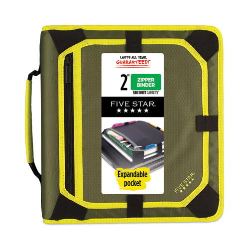Image of Five Star® Zipper Binder And Expansion Panel, 3 Rings, 2" Capacity, 11 X 8.5, Assorted