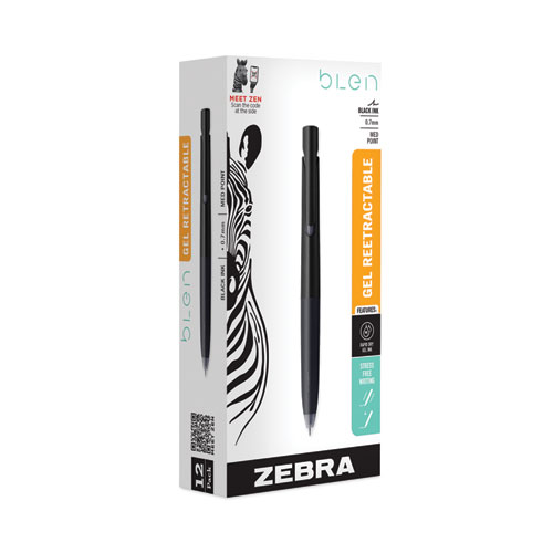 Zebra Blen Retractable 0.7 mm Black Ink Gel Pen