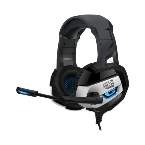 Image of Adesso Xtream G2 Binaural Over The Head Headset, Black/Blue