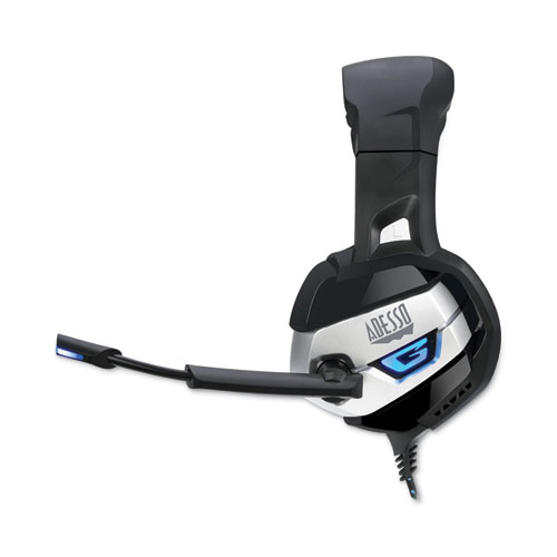 Image of Adesso Xtream G2 Binaural Over The Head Headset, Black/Blue