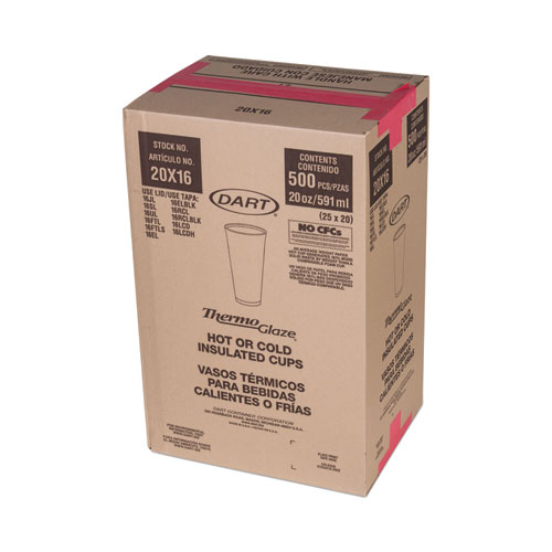 Image of Dart® Cafe G Foam Hot/Cold Cups, 20 Oz, Brown/Red/White, 500/Carton