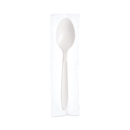 Image of Solo® Reliance Mediumweight Cutlery, Teaspoon, Individually Wrapped, White, 1,000/Carton
