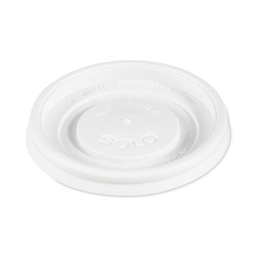 Image of Solo® Polystyrene Vented Hot Cup Lids, Fits 4 Oz Cups, White, 100/Pack, 10 Packs/Carton
