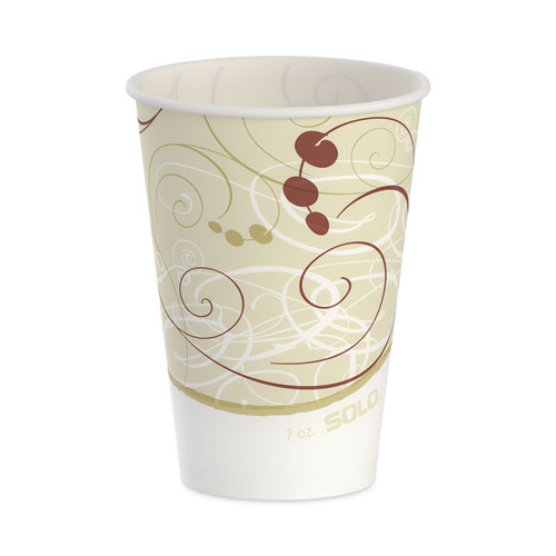 Image of Solo® Symphony Design Wax-Coated Paper Cold Cups, 7 Oz, Beige/White, 100/Sleeve, 20 Sleeves/Carton