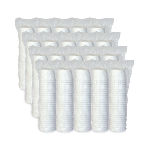 Flexstyle Double Poly Paper Containers, 8 oz, White, Paper, 25/Pack, 20 Packs/Carton