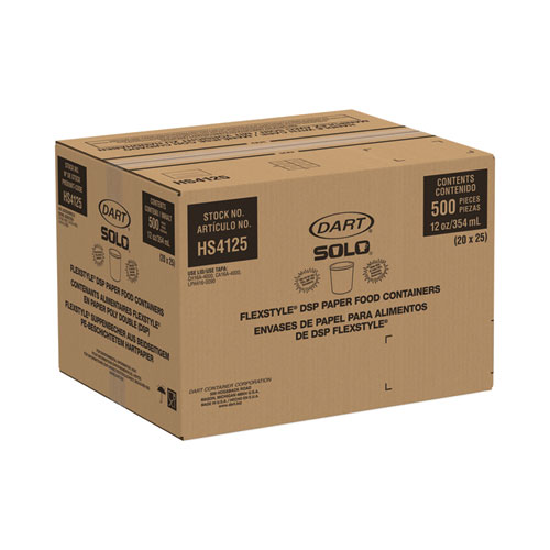 Image of Solo® Flexstyle Double Poly Paper Containers, 12 Oz, 3.6" Diameter, White, Paper, 25/Bag, 20 Bags/Carton
