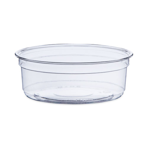 Bare Eco-Forward RPET Deli Containers, ProPlanet Seal, 8 oz, 4.6" Diameter x 1.8"h, Clear, Plastic, 500/Carton