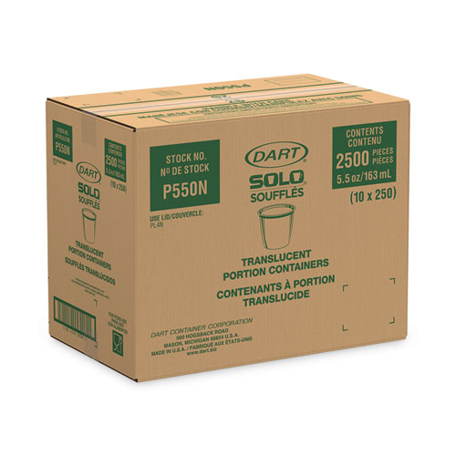 Image of Dart® Polystyrene Portion Cups, 5.5 Oz, Translucent, 250/Bag, 10 Bags/Carton