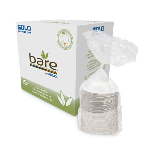 Bare Eco-Forward Paper Dinnerware Perfect Pak, Bowl, 12 oz, Green/Tan, 125/Pack, 4 Packs/Carton