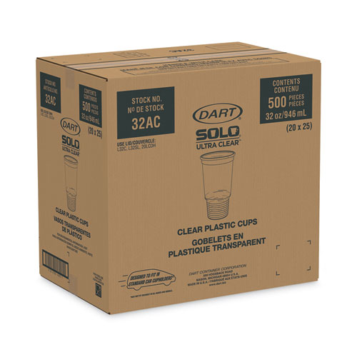 Dart Clear Pet Cold Cups 32 oz Clear 25/Bag 20 Bags/Carton