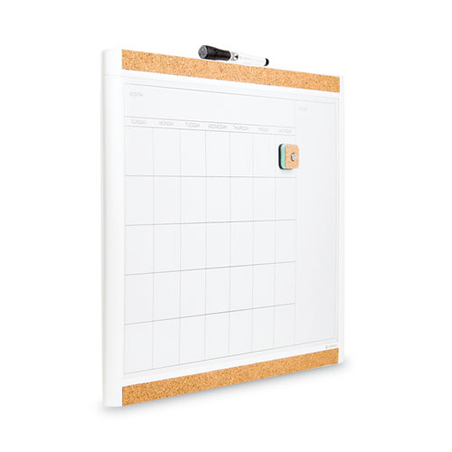 PINIT Magnetic Dry Erase Calendar, Monthly Planning/Scheduling, 20" x 16", White Surface, White Plastic Frame