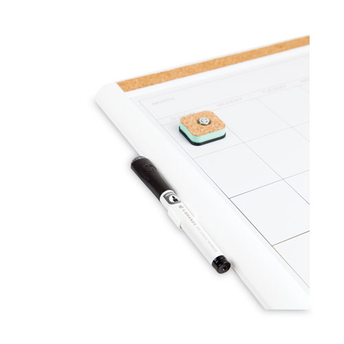 PINIT Magnetic Dry Erase Calendar with Plastic Frame, One-Month, 20 x 16, White Surface, White Plastic Frame