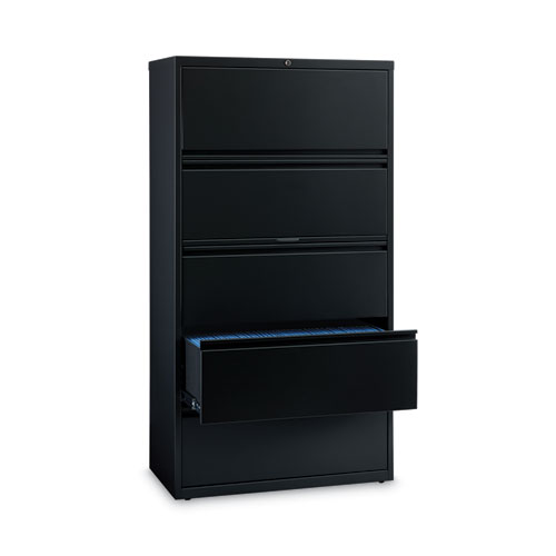Lateral File Cabinet, 5 Letter/Legal/A4-Size File Drawers, Black, 36 x 18.62 x 67.62