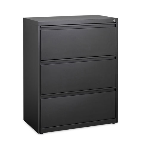 Image of Hirsh Industries® Lateral File Cabinet, 3 Letter/Legal/A4-Size File Drawers, Black, 30 X 18.62 X 40.25