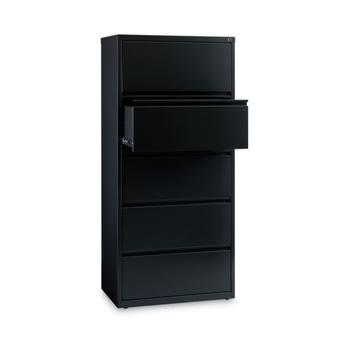 Image of Hirsh Industries® Lateral File Cabinet, 5 Letter/Legal/A4-Size File Drawers, Black, 30 X 18.62 X 67.62
