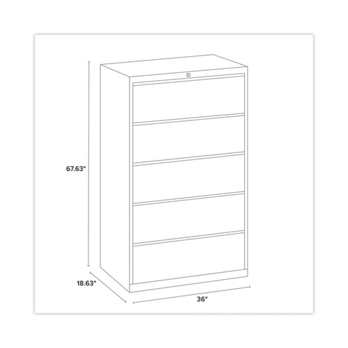 Lateral File Cabinet, 5 Letter/Legal/A4-Size File Drawers, Charcoal, 36 x 18.62 x 67.62