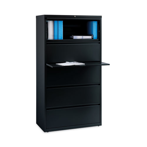 Image of Hirsh Industries® Lateral File Cabinet, 5 Letter/Legal/A4-Size File Drawers, Black, 30 X 18.62 X 67.62