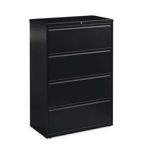 Image of Hirsh Industries® Lateral File Cabinet, 4 Letter/Legal/A4-Size File Drawers, Black, 36 X 18.62 X 52.5