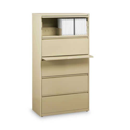 Image of Hirsh Industries® Lateral File Cabinet, 5 Letter/Legal/A4-Size File Drawers, Putty, 30 X 18.62 X 67.62