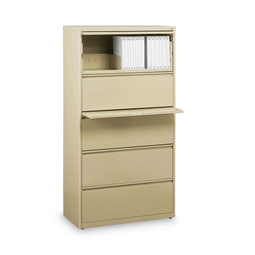 Lateral File, Five Legal/Letter/A4-Size File Drawers, 30" x 18.62" x 67.62", Putty