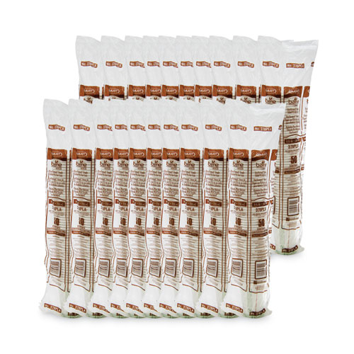Image of Solo® Bare Eco-Forward Pla Paper Hot Cups, 8 Oz, Leaf Design, White/Green/Orange, 50/Bag, 20 Bags/Carton