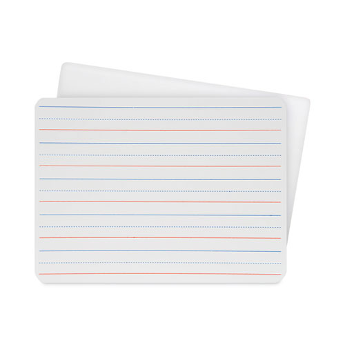 Two-Sided Red and Blue Ruled Dry Erase Board, 12 x 9, Ruled White Front/Unruled White Back, 24/Pack