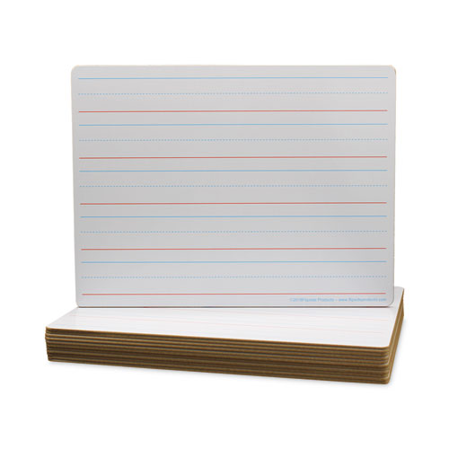 Image of Flipside Two-Sided Red And Blue Ruled Dry Erase Board, 12 X 9, Ruled White Front/Unruled White Back, 12/Pack