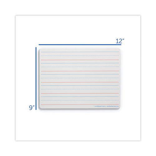 Image of Flipside Two-Sided Red And Blue Ruled Dry Erase Board, 12 X 9, Ruled White Front/Unruled White Back, 24/Pack