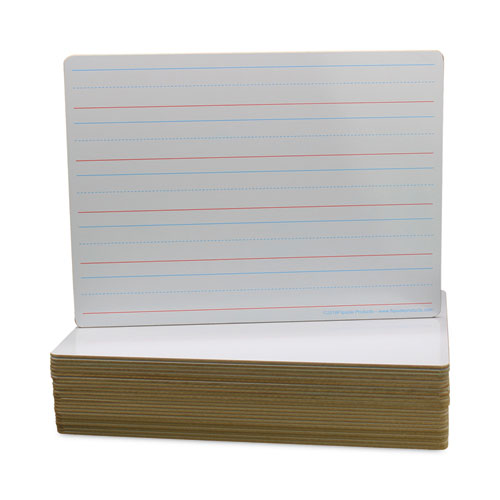 Image of Flipside Two-Sided Red And Blue Ruled Dry Erase Board, 12 X 9, Ruled White Front/Unruled White Back, 24/Pack