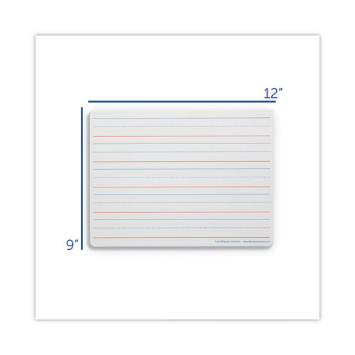 Magnetic Two-Sided Red and Blue Ruled Dry Erase Board, 12 x 9, Ruled White Front/Unruled White Back, 12/Pack