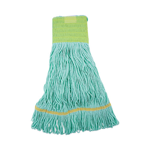 Image of EcoMop Looped-End Mop Head, Recycled Fibers, Medium Size, Green
